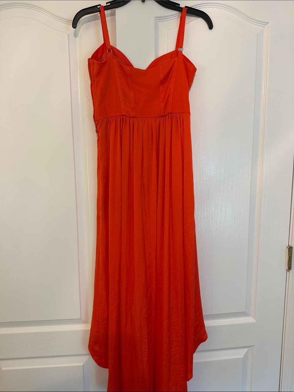 BCBGMaxAzria Red-Orange High-Low Spaghetti Strap Dress Size Small - Picture 6 of 7